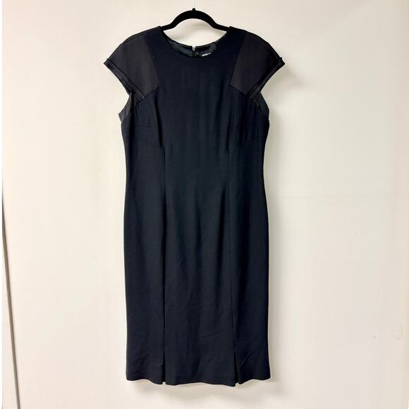 Giorgio Armani Cap Sleeve Round Neck Midi Shift Dress Black Women's Size 46 / 10 - Picture 1 of 4